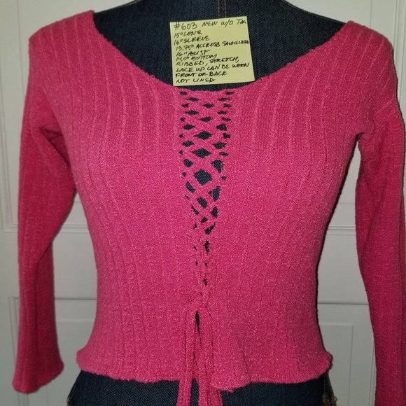 #603 NWOT KD Dance Sexy Hot Pink Ribbed Knit Top S - Picture 3 of 10